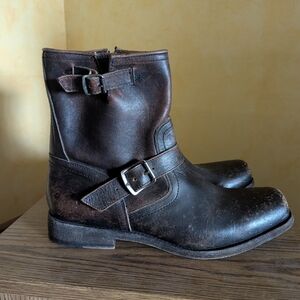 FRYE | Smith Engineer Distressed Brown Leather Boots